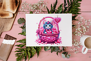 Cute Cat PNG Clipart Cat in Basket, an Animal Illustration by KennedyStudio (Thumbnail 4 of 5)