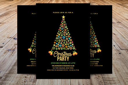 Christmas Party Invitations Template, a Poster Template by Madhabi Studio