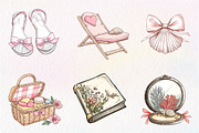 Coquette Coastal Clipart Bundle, an Illustration by CreationArt (Thumbnail 2 of 9)