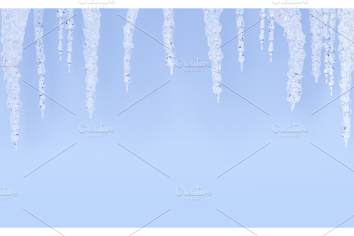 White transparent hanging icicles on, an Environmental 3D Model by Marozhkastudio