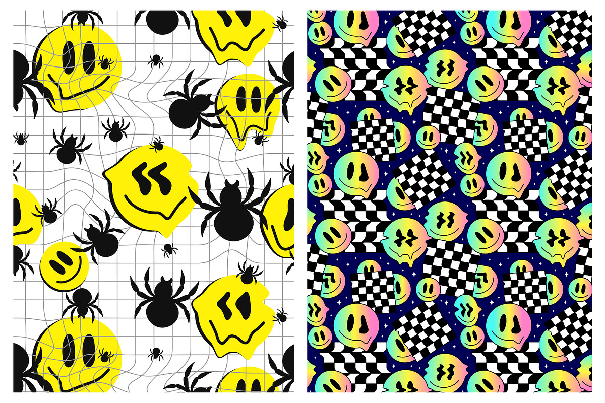 Trippy Smiley Seamless Pattern 2, a Pattern Graphic by Slavko Kahovsky (Photo 4 of 7)