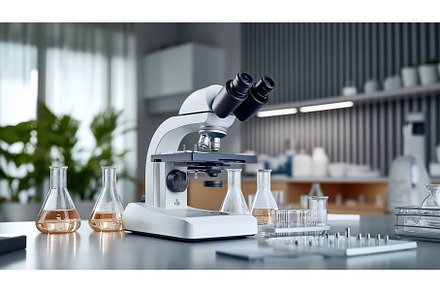 Laboratory scene with a microscope, an Abstract Photo by Sergey Kotenev