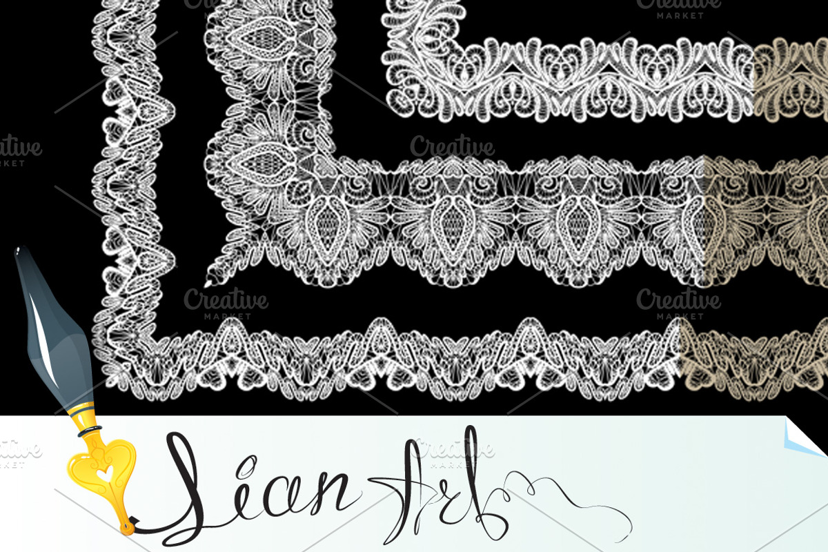 Frame Element lace edges and borders, a Pattern Graphic by Lian-art