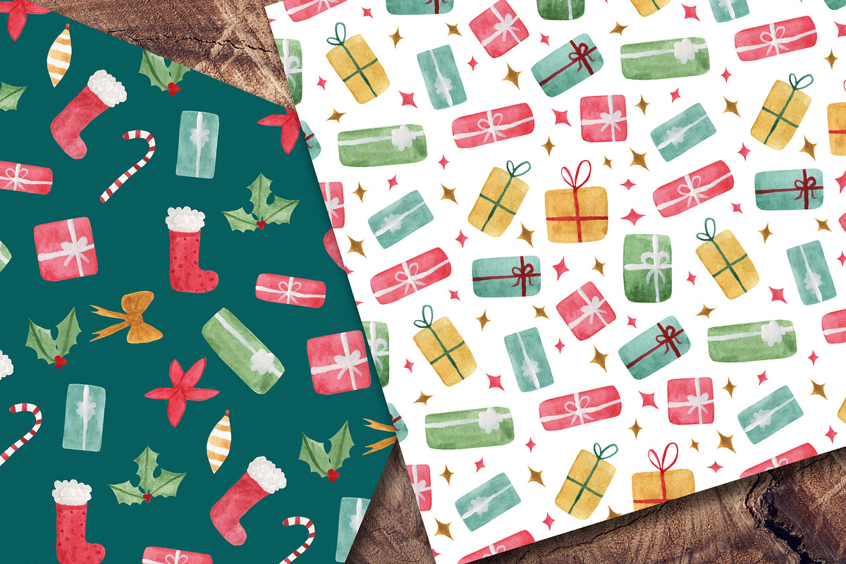 Christmas Watercolor Papers, a Pattern Graphic by LeMagiqueBoutique (Photo 4 of 7)