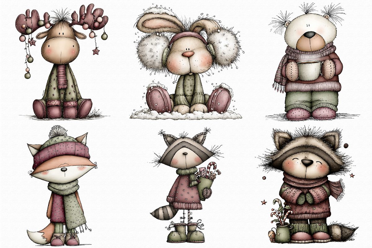 Whimsical Winter Animals Clipart, an Illustration by Libby Wishes (Photo 7 of 7)