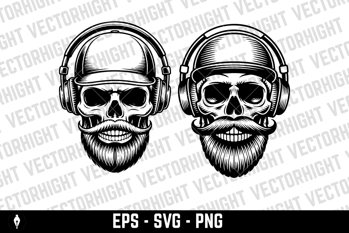 illustration of a bearded skull, a Person Illustration by Vectorhight (Photo 3 of 3)