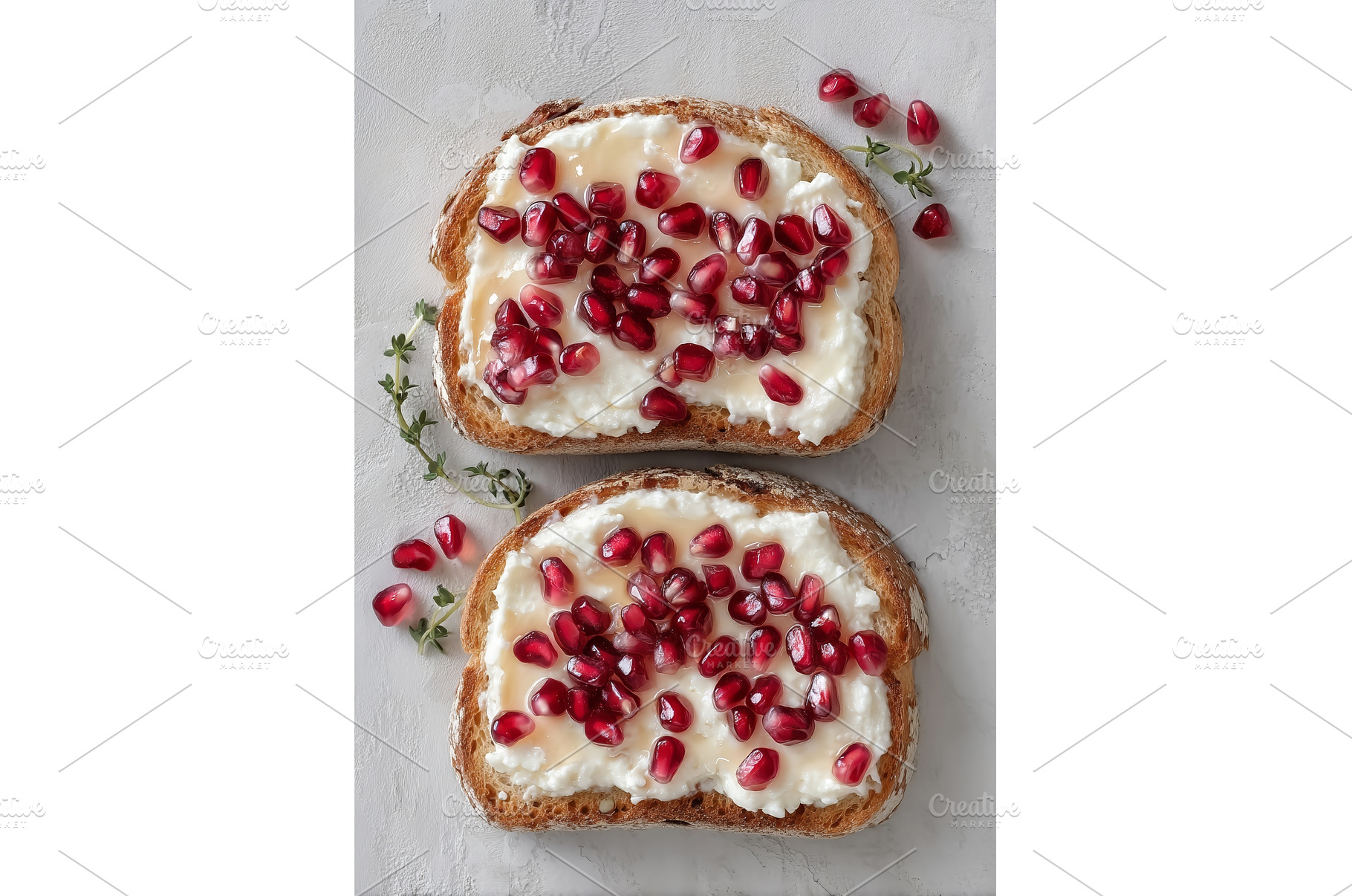 Bruschetta topped with pomegranate, a Food & Drink Photo by ZinetroN