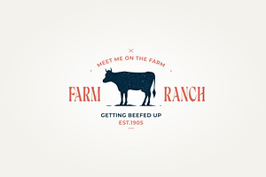 farm and ranch with cow symbol logo, a Branding & Logo Template by Blazybone