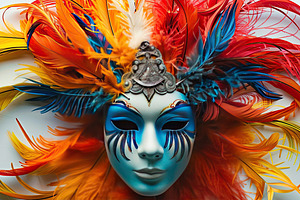 Festival masks,  beautiful  colorful, a Photo by LOGOCREATIVE