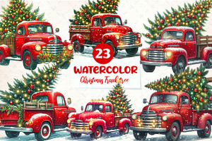 Christmas Truck tree Clipart, an Illustration by CreationArt