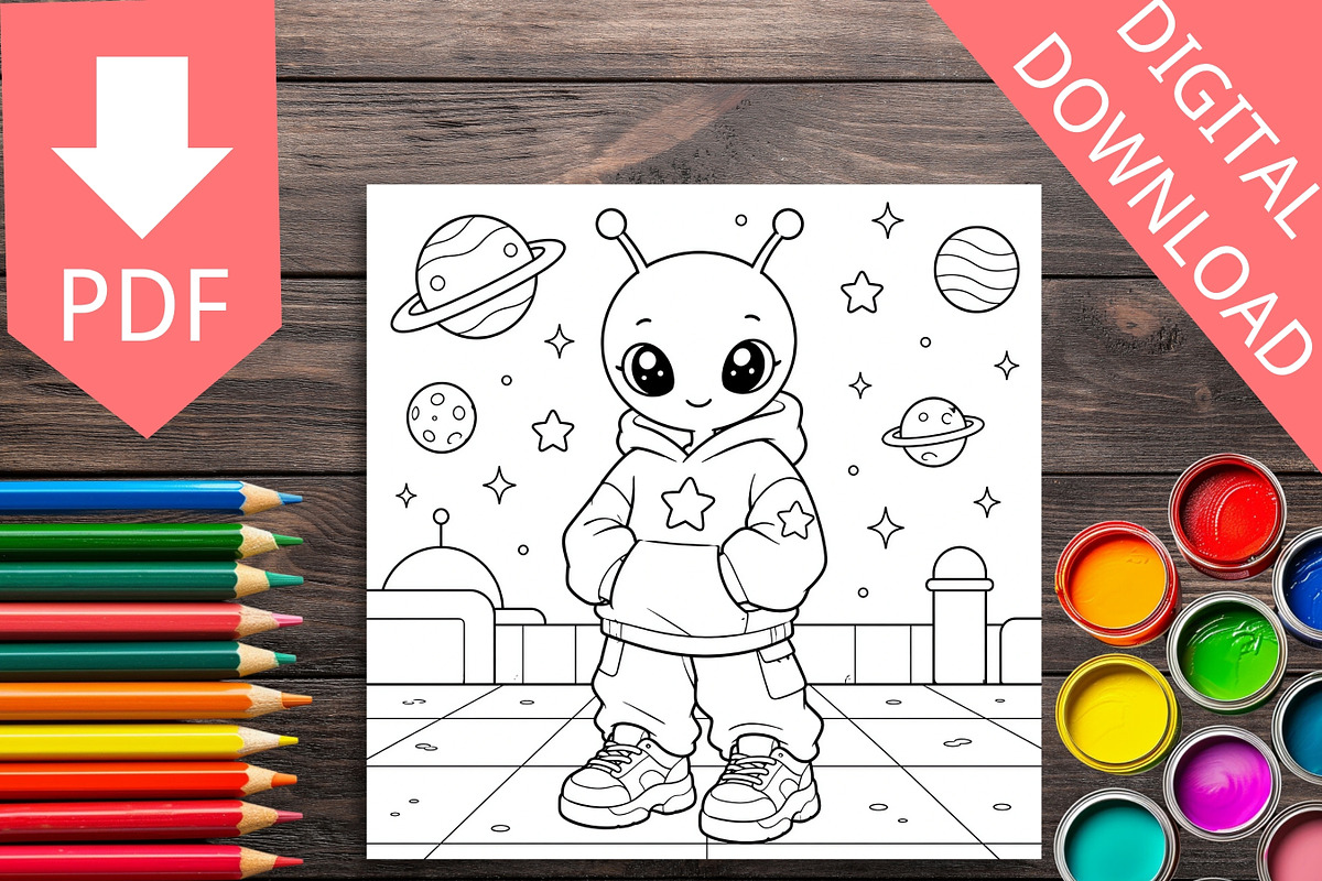79 Printable Alien Coloring Pages, a Brochure Template by LA Design (Photo 5 of 10)