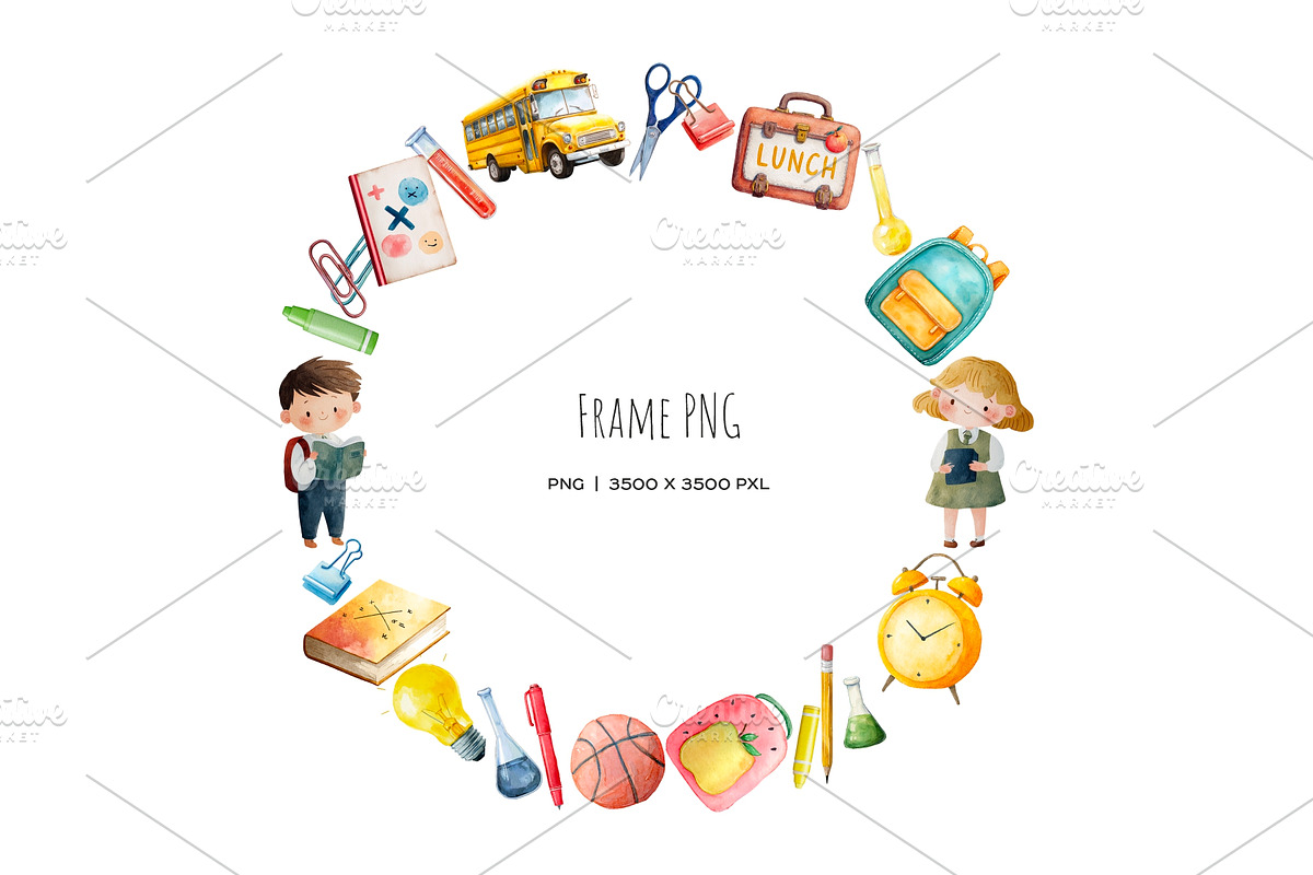 Watercolor Back to school clipart, an Education Illustration by Art and Funny (Photo 6 of 8)
