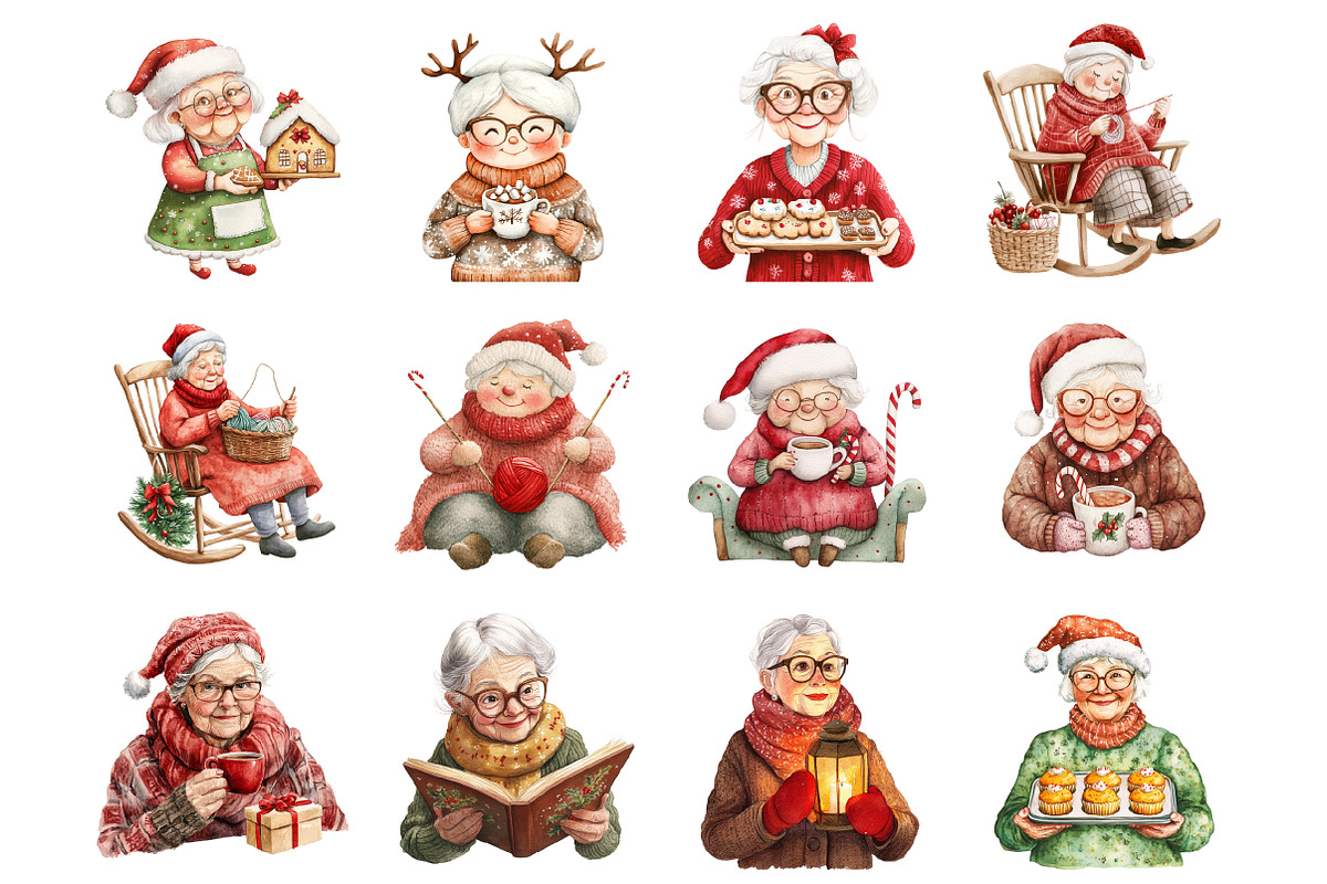 Christmas Grandma Clipart, an Illustration by Design Market (Photo 3 of 3)