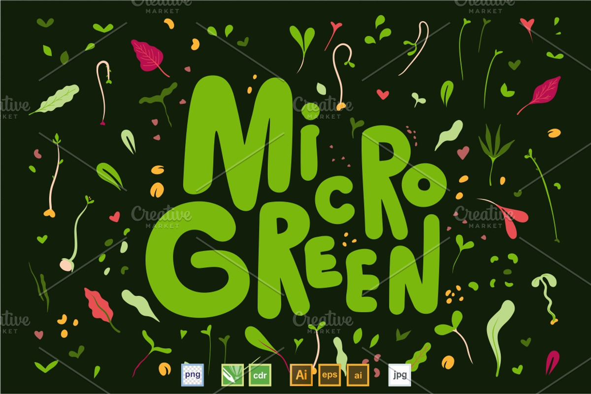 Microgreens Logo Vector Set, an Object Illustration by ElenaKovalyova (Photo 10 of 16)