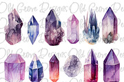 Watercolor Crystal Clipart Bundle, an Object Illustration by Old Grove Designs (Thumbnail 7 of 7)
