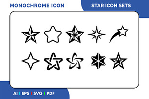 Simple Monochrome Star Icon Set, an Outline Icon by Fontmine Studio