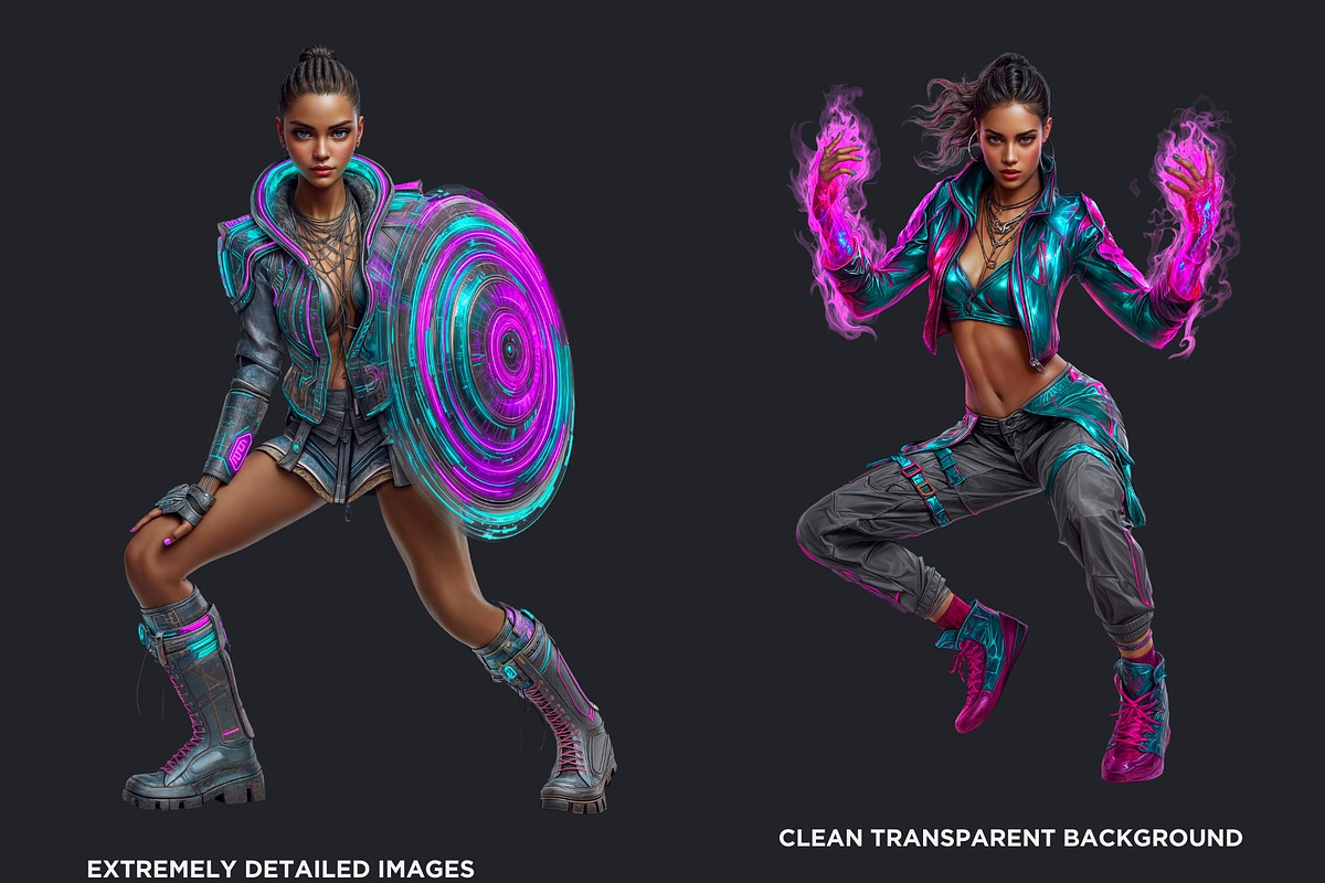 Urban Neon Witches Cliparts, a Person Illustration by ThatsDesignArt (Photo 3 of 12)