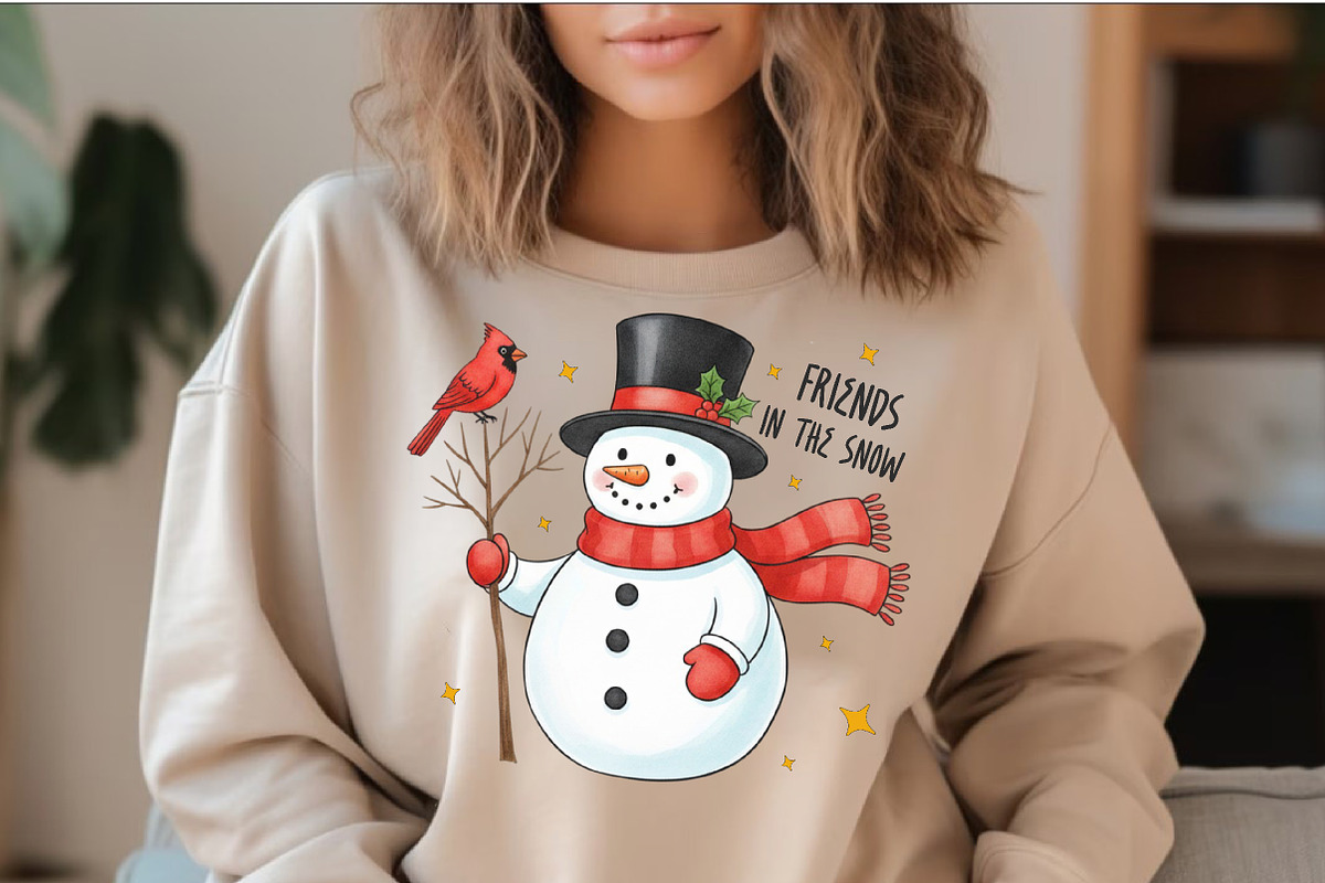 Christmas Snowman Cardinal PNG, an Illustration by SinaCreation (Photo 4 of 6)