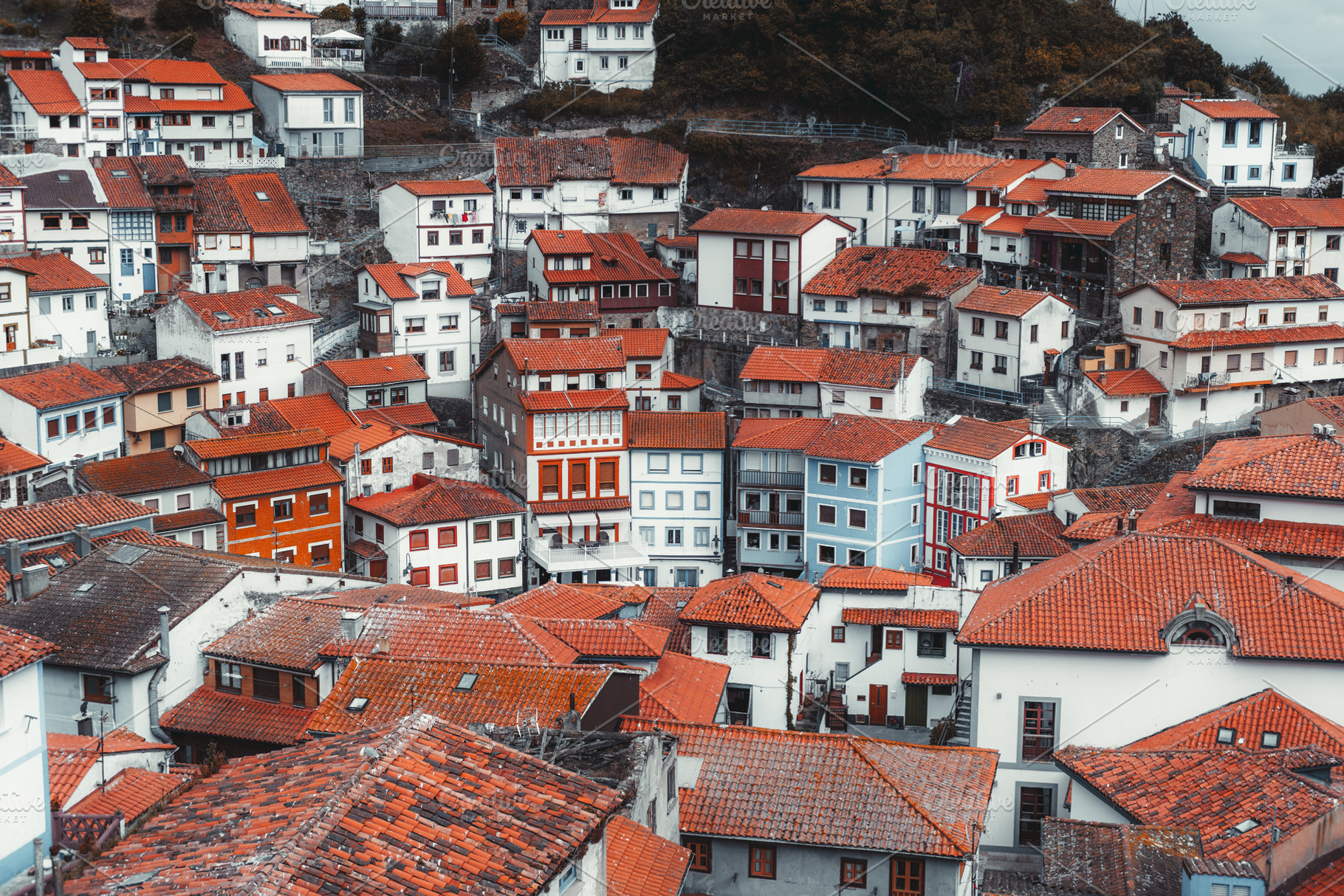 Cudillero red roof houses, an Architecture Photo by SkyNext
