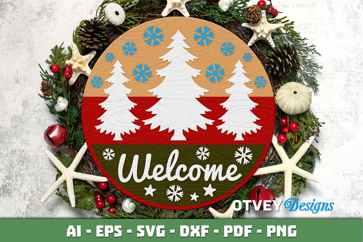 Merry Christmas Door Hanger LaserCut, a Decorative Illustration by OTVEY DESIGN (Photo 12 of 13)