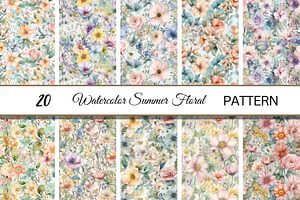 Watercolor Summer Floral Pattern