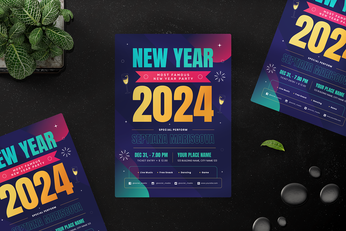 New Year Night Party Flyer, a Flyer Template by Annora Studio (Photo 1 of 4)
