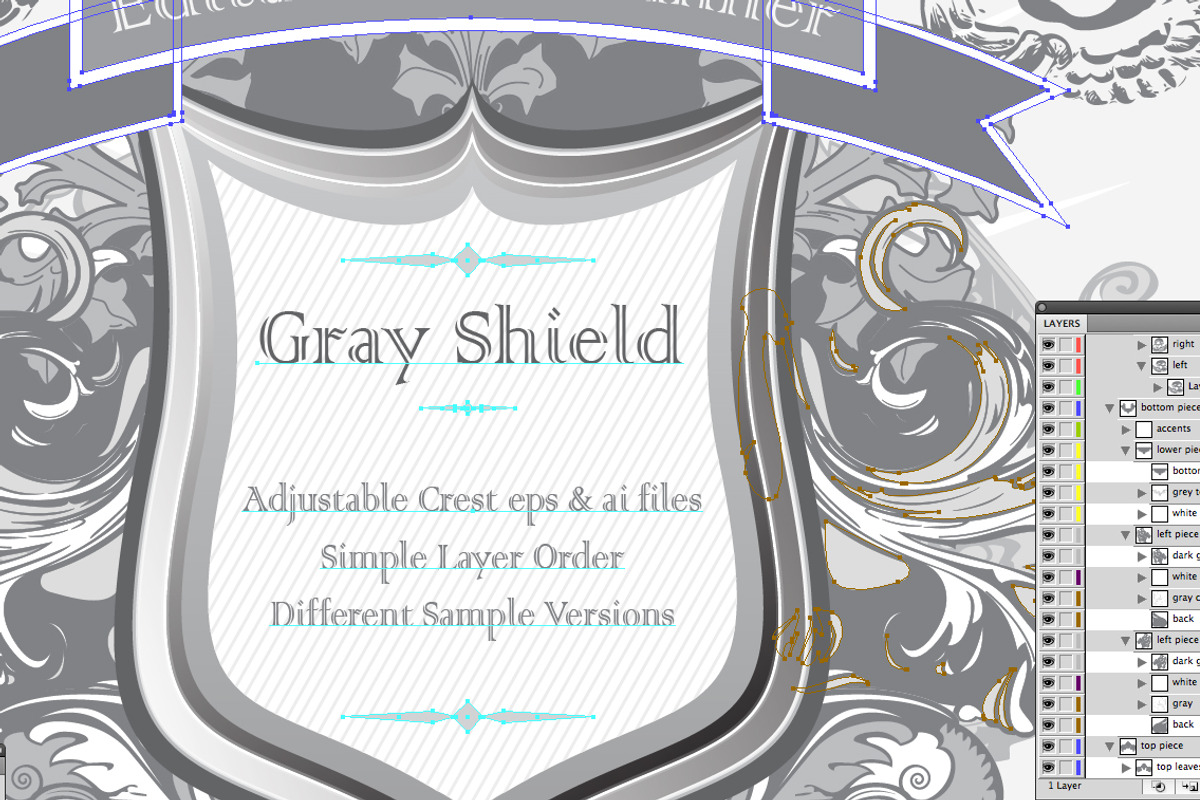 Ornamented shield design preview 3