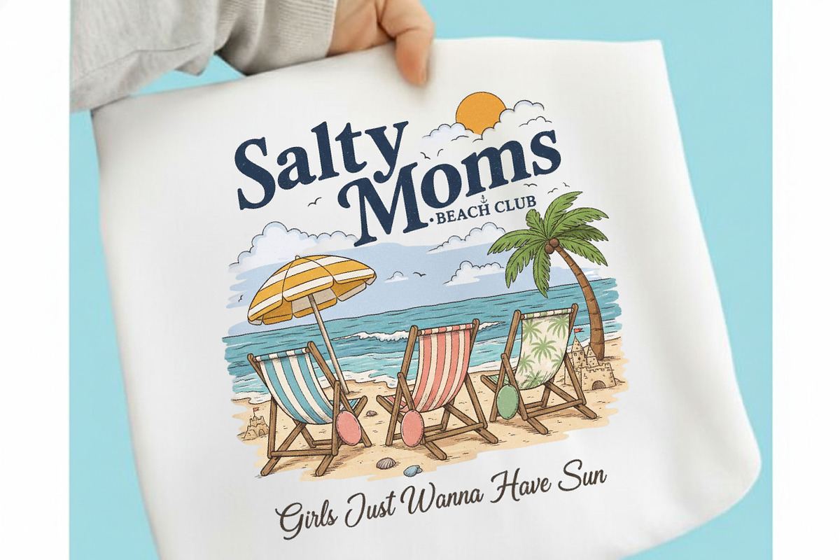 Salty Moms Beach Club Retro Summer, an Illustration by Designking (Photo 3 of 6)