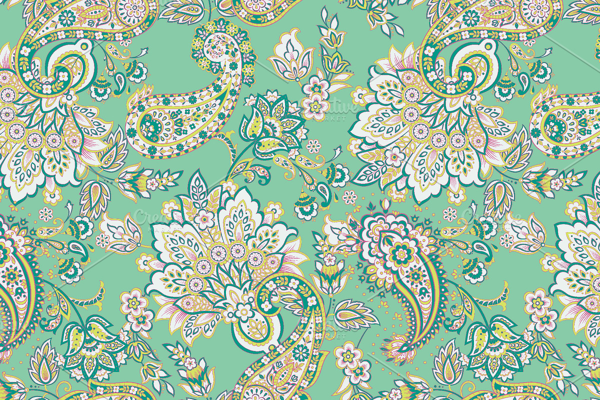 Paisley floral seamless pattern, a Pattern Graphic by antalogiya (Photo 3 of 5)