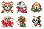 Christmas Puppies Clipart Bundle, an Illustration by SinaCreation (Thumbnail 3 of 7)