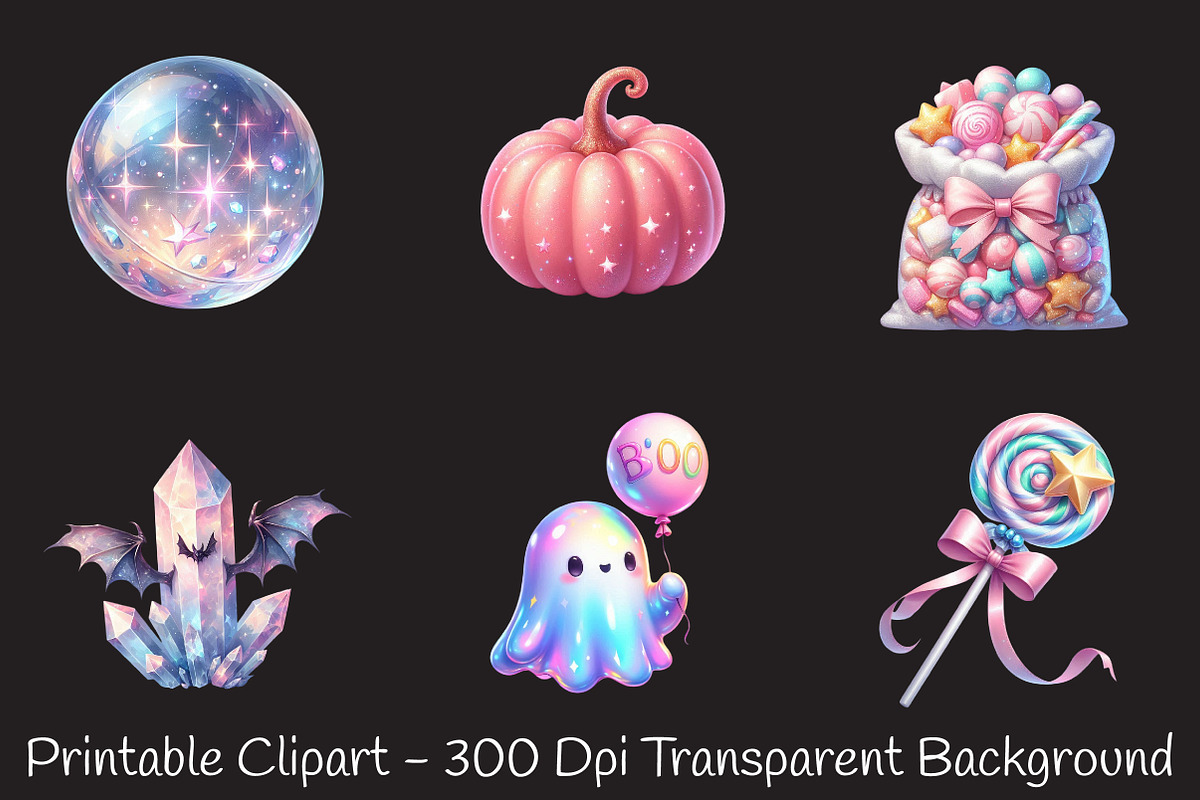 Pastel Halloween Sublimation Clipart, an Illustration by RobertsArt (Photo 3 of 7)