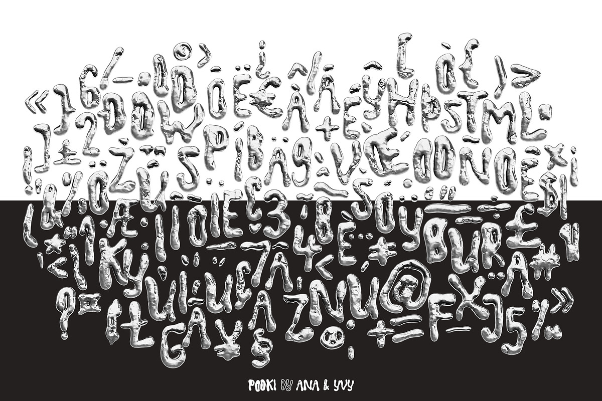 Display font POOKI | 3D metal bubble, a Font by ana & yvy (Photo 17 of 18)