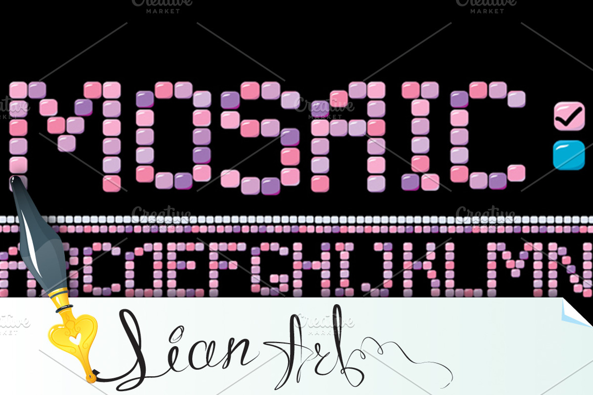 mosaic letters - pink color, a Decorative Illustration by Lian-art