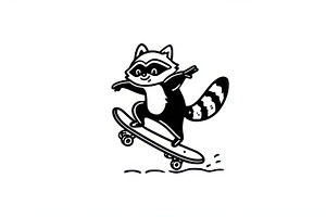 Raccoon rides skateboard in a park, a Photo by Beautiful things