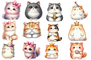 Watercolor Cats Clipart, an Illustration by Designworld (Thumbnail 3 of 5)