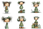 Cute Holly Girl Clipart, an Illustration by DreamArtGraphic (Thumbnail 2 of 5)