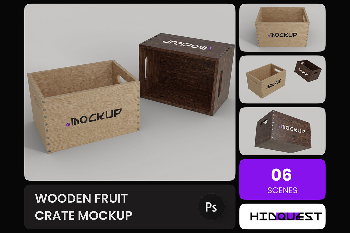 Wooden Fruit Crate Mockup, a Household Mockup by hiddemaru (Photo 1 of 4)