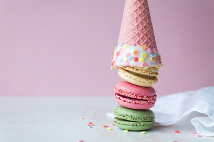 Colorful macarons styled photo