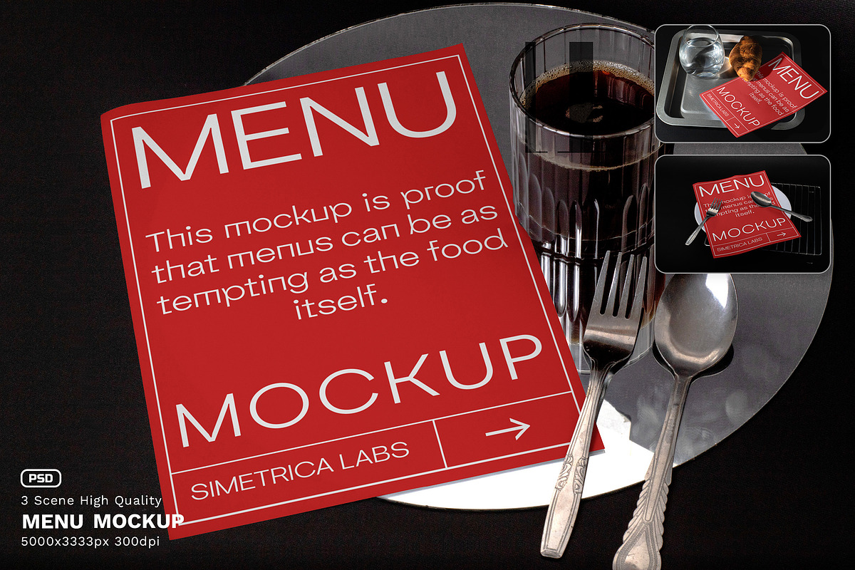 Menu Mockup - VOL 1, a Mockup by Simetrica Labs (Photo 1 of 4)