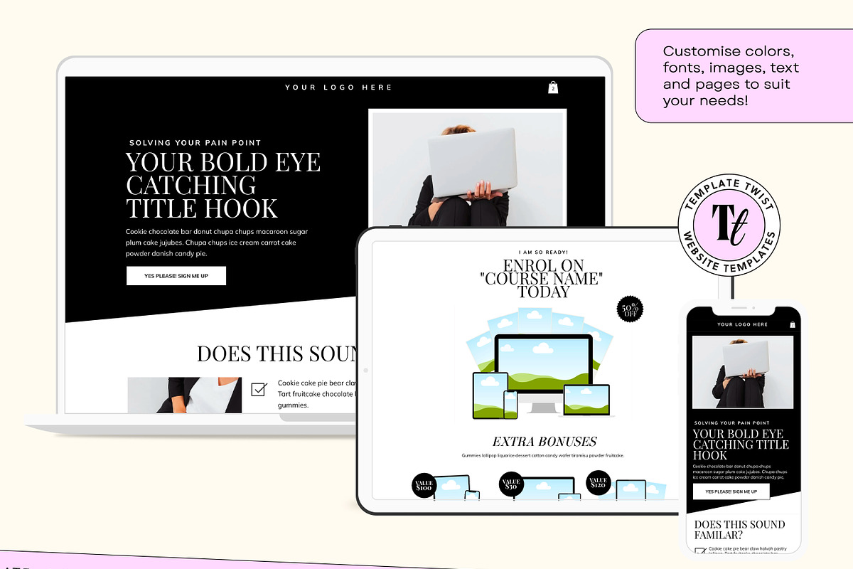 Minimal Wix Sales Page Template, a Wix Template by Template Twist Shop (Photo 6 of 10)