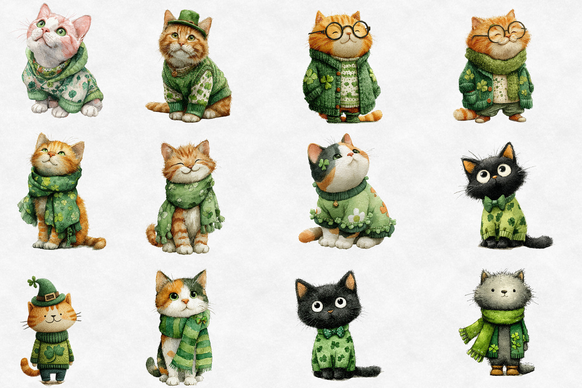 St Patrick Day Cats Clipart, an Illustration by Designworld (Photo 2 of 6)
