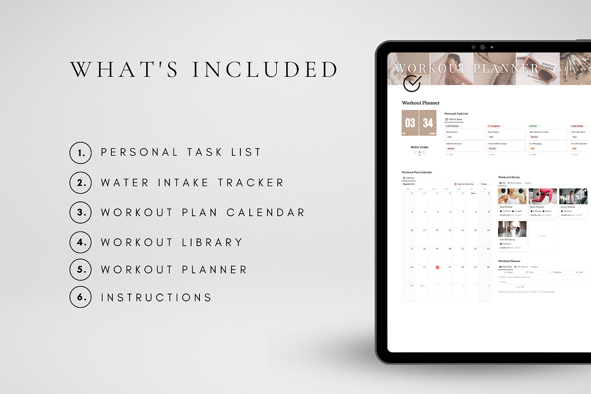 Workout Log Template for Notion, a Templates & Theme by BRANDcontent (Photo 3 of 8)
