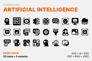 AI Technology icons (Solid), a Solid Icon by Totto House
