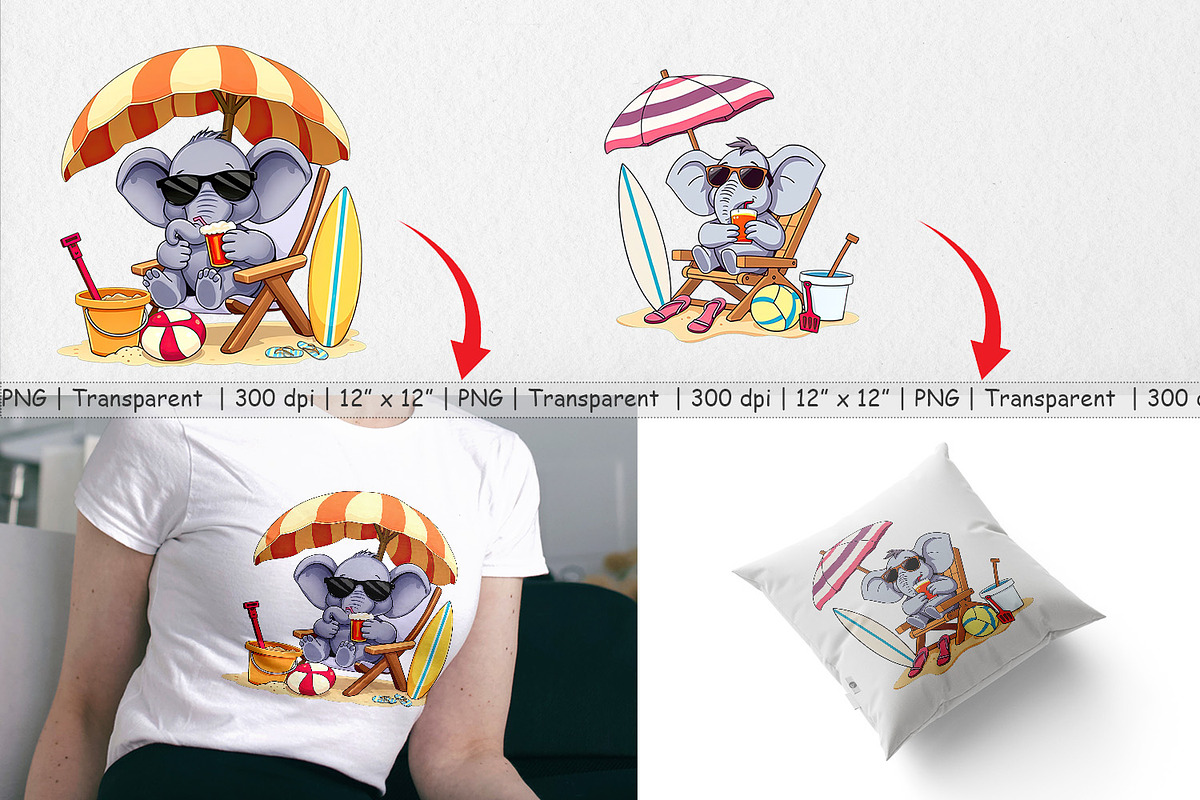 Summer Elephant Clipart, a Graphic by Artnoy (Photo 3 of 5)