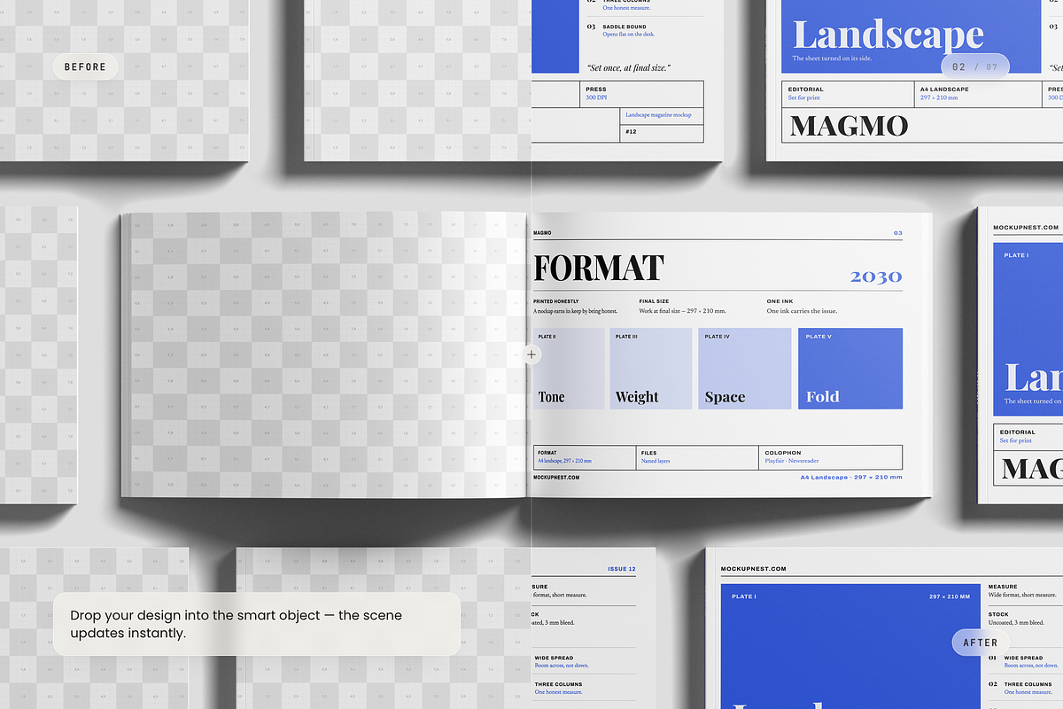 A4 Landscape Magazine Mockup, a Books & Magazine Mockup by Toasin Studio (Photo 2 of 7)
