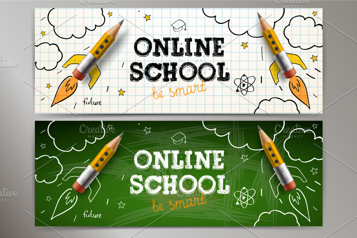 Online School Web Banners, an Education Illustration by PREMIUMVECTOR (Photo 3 of 6)