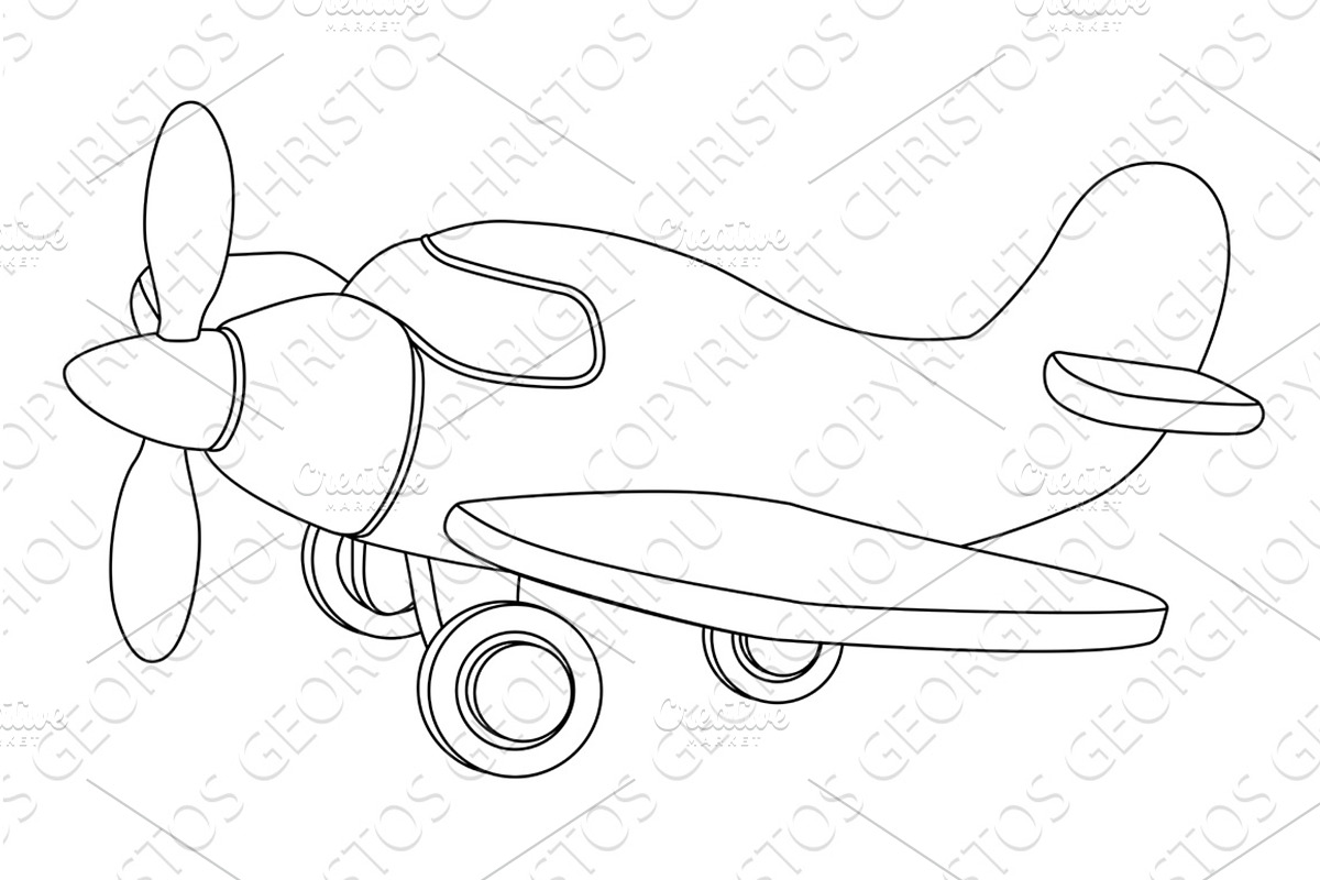 Aeroplane Cartoon Coloring Book, a Transportation Illustration by Christos Georghiou