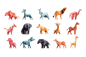 Cartoon origami paper animals, an Animal Illustration by Stock-Smart-Start