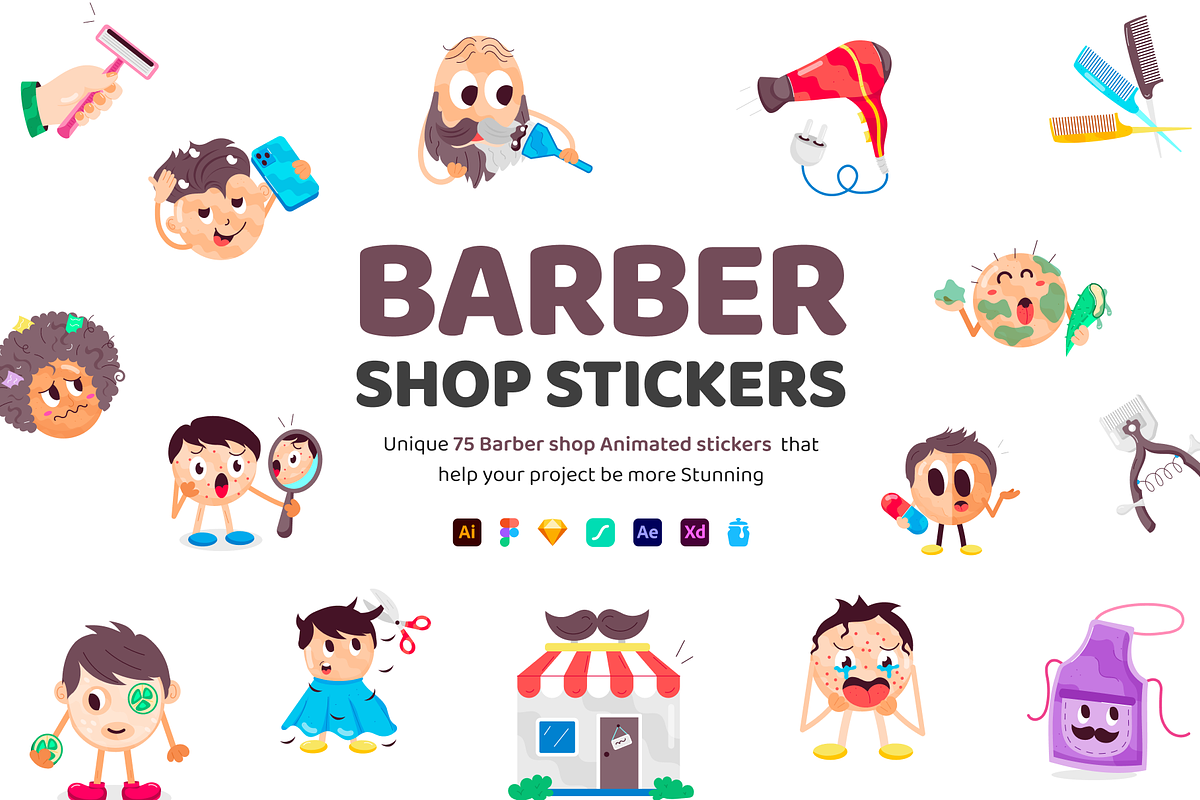 Animated Barber Shop Stickers, an Emoji Icon by Vectors Market (Photo 1 of 7)