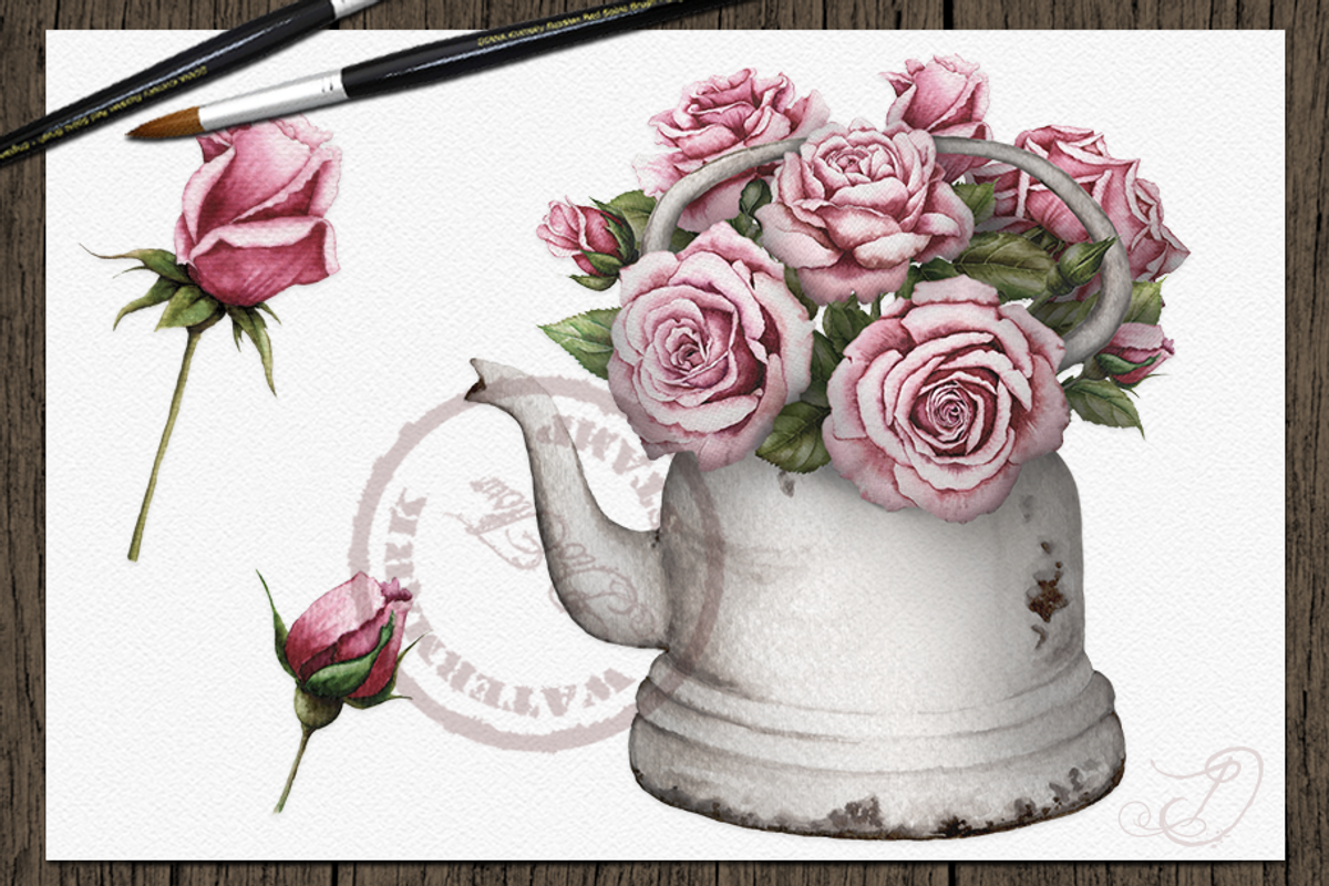 Vintage Roses Illustration, a Decorative Illustration by DioFlow (Photo 4 of 5)